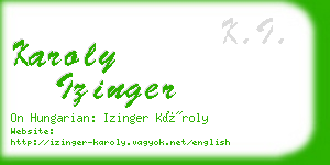 karoly izinger business card